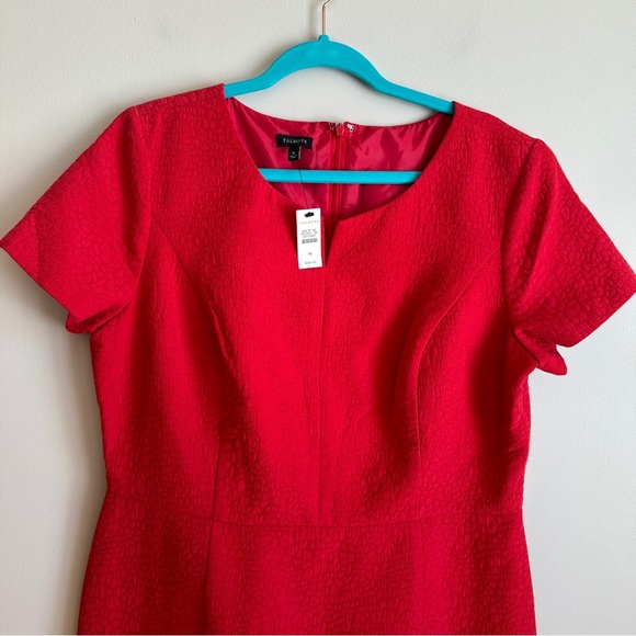 NWT Talbots Red Textured Fitted Cocktail Midi Dress 16 - Picture 4 of 11